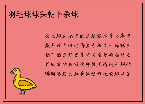 羽毛球球头朝下杀球